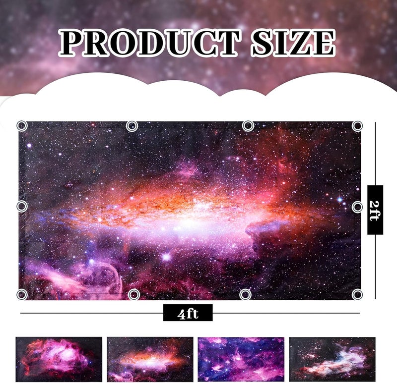 ROCEEI Pack of 4 Fluorescent Light Covers for Ceiling Lights, 4 x 2 Ft, Magnetic Light Covers for Classroom Office Home School Ceiling Decor(Nebula) - Image 2